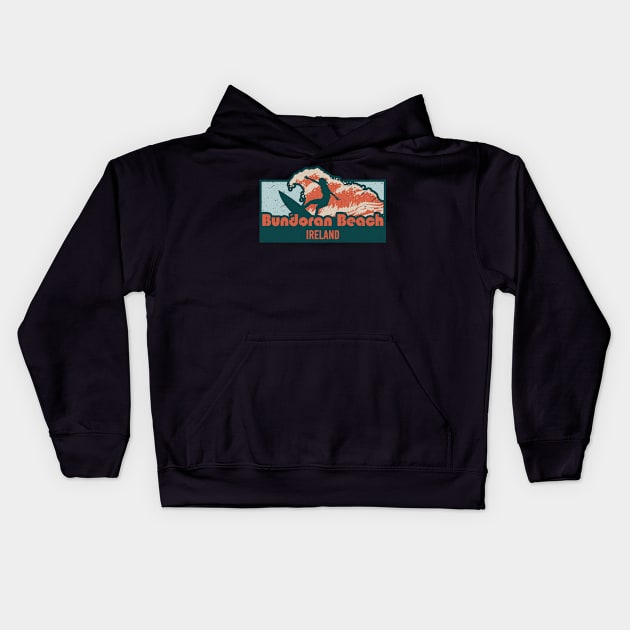 Bundoran Beach surfing in Ireland Kids Hoodie by SerenityByAlex